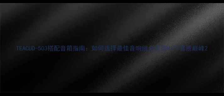 图片 TEACUD-503搭配音箱指南：如何选择最佳音响组合实现HiFi音质巅峰2