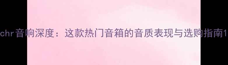 图片 chr音响深度：这款热门音箱的音质表现与选购指南1