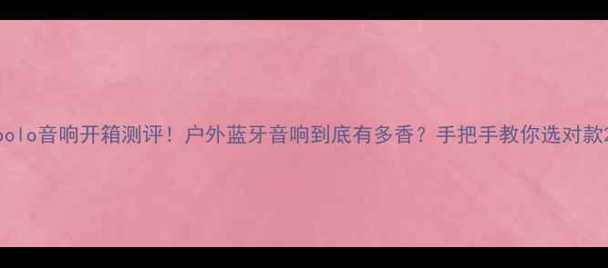 图片 polo音响开箱测评！户外蓝牙音响到底有多香？手把手教你选对款2