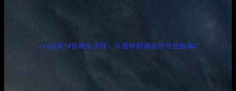 图片 xts改装14音响全流程：从选材到调音的专业指南2