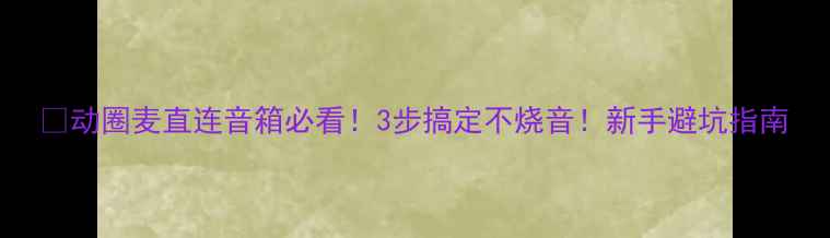图片 ✅动圈麦直连音箱必看！3步搞定不烧音！新手避坑指南