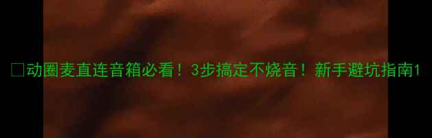 图片 ✅动圈麦直连音箱必看！3步搞定不烧音！新手避坑指南1