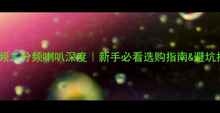 图片 三分频二分频喇叭深度｜新手必看选购指南&避坑指南1