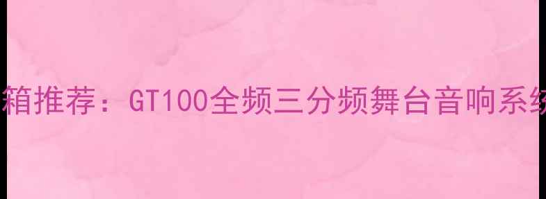 图片 专业演出音箱推荐：GT100全频三分频舞台音响系统深度测评2