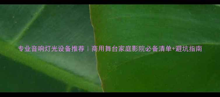 图片 专业音响灯光设备推荐｜商用舞台家庭影院必备清单+避坑指南