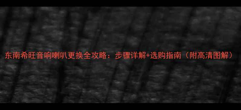 图片 东南希旺音响喇叭更换全攻略：步骤详解+选购指南（附高清图解）