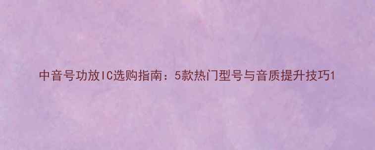 图片 中音号功放IC选购指南：5款热门型号与音质提升技巧1