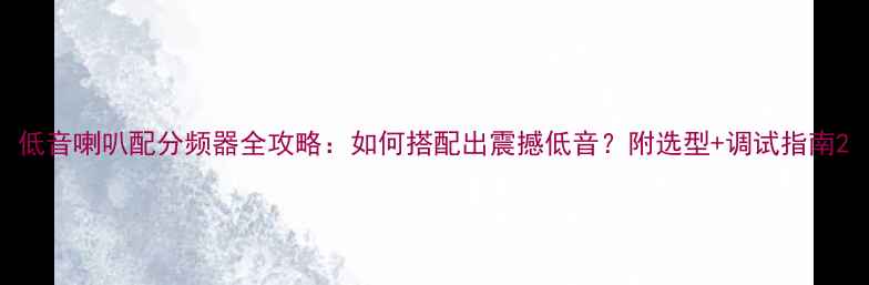 图片 低音喇叭配分频器全攻略：如何搭配出震撼低音？附选型+调试指南2