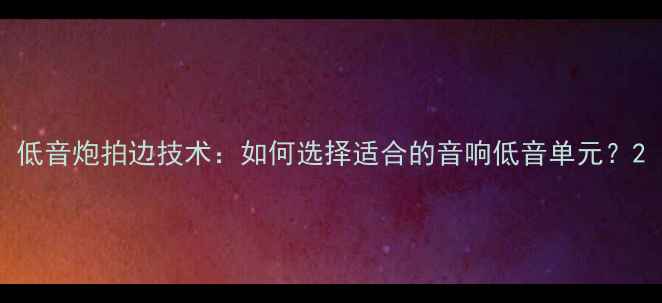 图片 低音炮拍边技术：如何选择适合的音响低音单元？2