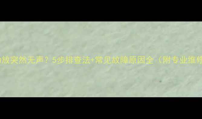 图片 先锋AV功放突然无声？5步排查法+常见故障原因全（附专业维修指南）1