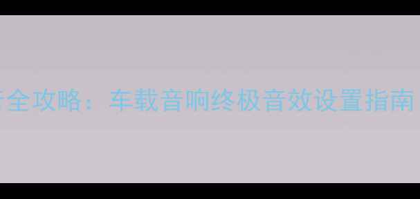 图片 先锋DSP功放调音全攻略：车载音响终极音效设置指南（附详细步骤）2
