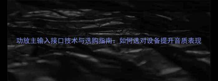 图片 功放主输入接口技术与选购指南：如何选对设备提升音质表现