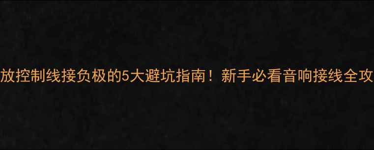 图片 功放控制线接负极的5大避坑指南！新手必看音响接线全攻略