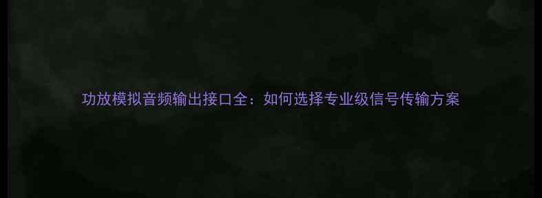 图片 功放模拟音频输出接口全：如何选择专业级信号传输方案