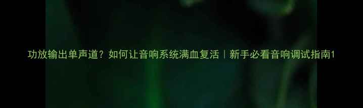 图片 功放输出单声道？如何让音响系统满血复活｜新手必看音响调试指南1