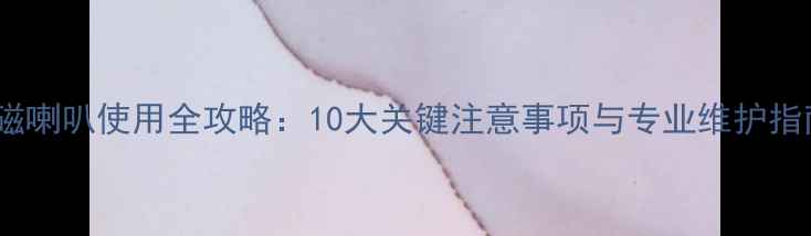 图片 励磁喇叭使用全攻略：10大关键注意事项与专业维护指南1