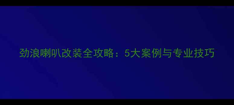 图片 劲浪喇叭改装全攻略：5大案例与专业技巧