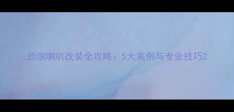 图片 劲浪喇叭改装全攻略：5大案例与专业技巧2