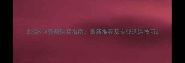 图片 北京KTV音箱购买指南：最新推荐及专业选购技巧2