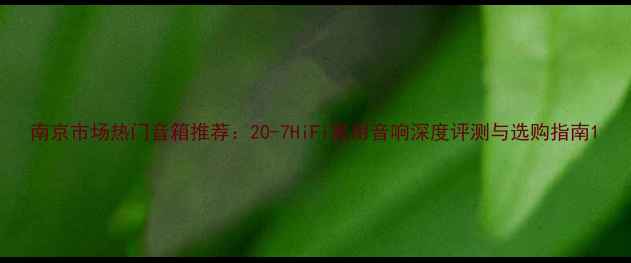 图片 南京市场热门音箱推荐：20-7HiFi家用音响深度评测与选购指南1