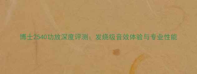 图片 博士2540功放深度评测：发烧级音效体验与专业性能