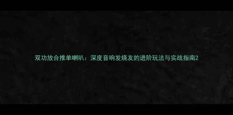 图片 双功放合推单喇叭：深度音响发烧友的进阶玩法与实战指南2