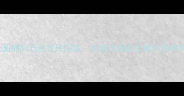 图片 双线圈喇叭低音效果深度：如何选择适合你的音响系统2