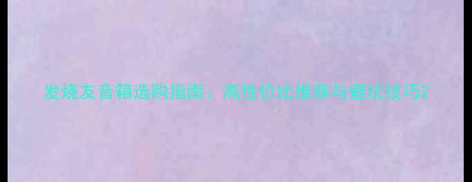 图片 发烧友音箱选购指南：高性价比推荐与避坑技巧2