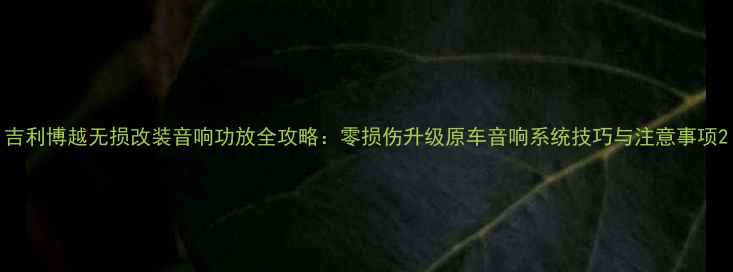 图片 吉利博越无损改装音响功放全攻略：零损伤升级原车音响系统技巧与注意事项2