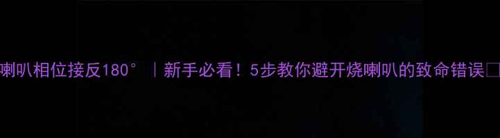 图片 喇叭相位接反180°｜新手必看！5步教你避开烧喇叭的致命错误🎶
