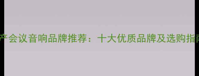 图片 国产会议音响品牌推荐：十大优质品牌及选购指南2
