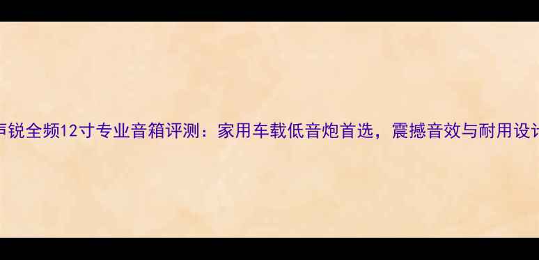 图片 声锐全频12寸专业音箱评测：家用车载低音炮首选，震撼音效与耐用设计