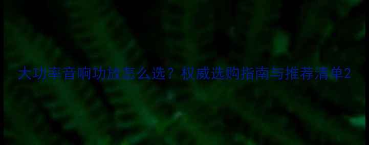 图片 大功率音响功放怎么选？权威选购指南与推荐清单2