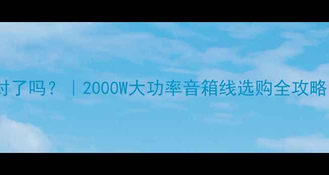 图片 大音箱配对线选对了吗？｜2000W大功率音箱线选购全攻略（附避坑指南）1