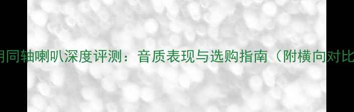 图片 天朗同轴喇叭深度评测：音质表现与选购指南（附横向对比）1