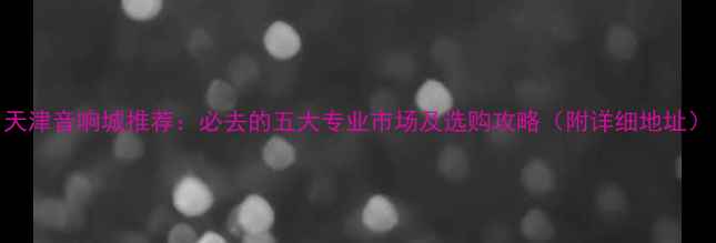 图片 天津音响城推荐：必去的五大专业市场及选购攻略（附详细地址）