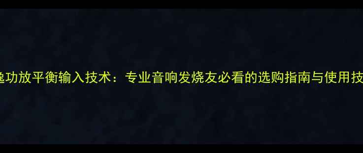 图片 天逸功放平衡输入技术：专业音响发烧友必看的选购指南与使用技巧1