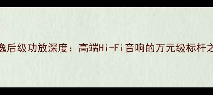 图片 天逸后级功放深度：高端Hi-Fi音响的万元级标杆之作