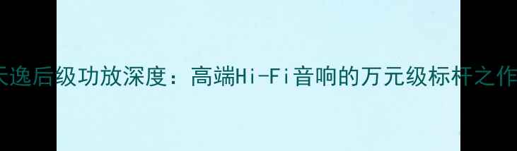 图片 天逸后级功放深度：高端Hi-Fi音响的万元级标杆之作1