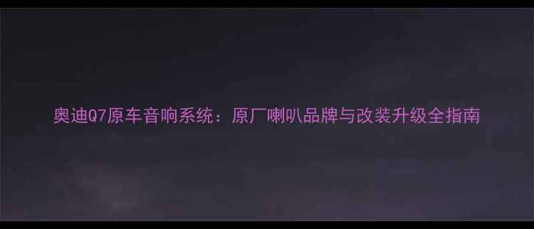 图片 奥迪Q7原车音响系统：原厂喇叭品牌与改装升级全指南