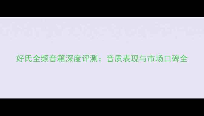 图片 好氏全频音箱深度评测：音质表现与市场口碑全