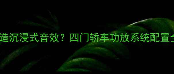 图片 如何打造沉浸式音效？四门轿车功放系统配置全攻略2
