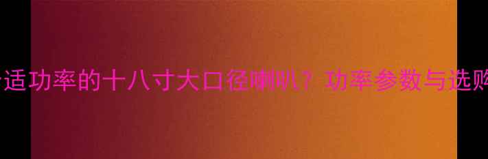 图片 如何选择合适功率的十八寸大口径喇叭？功率参数与选购指南深度2
