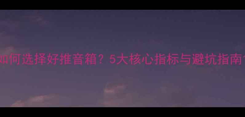 图片 如何选择好推音箱？5大核心指标与避坑指南1