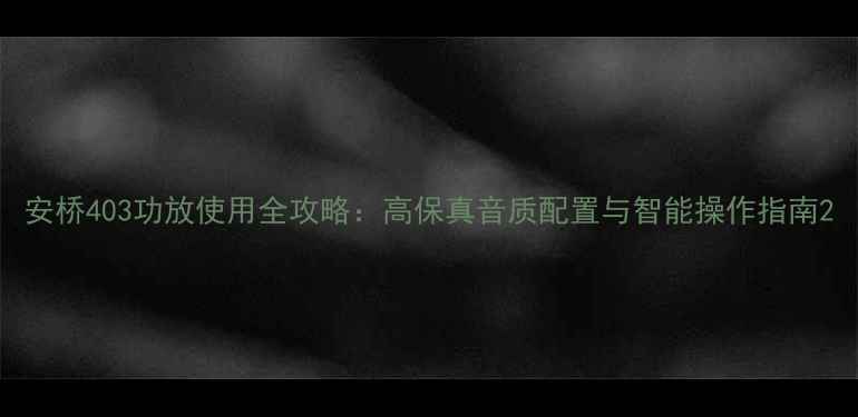 图片 安桥403功放使用全攻略：高保真音质配置与智能操作指南2