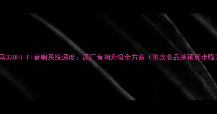 图片 宝马320Hi-Fi音响系统深度：原厂音响升级全方案（附改装品牌预算步骤）2