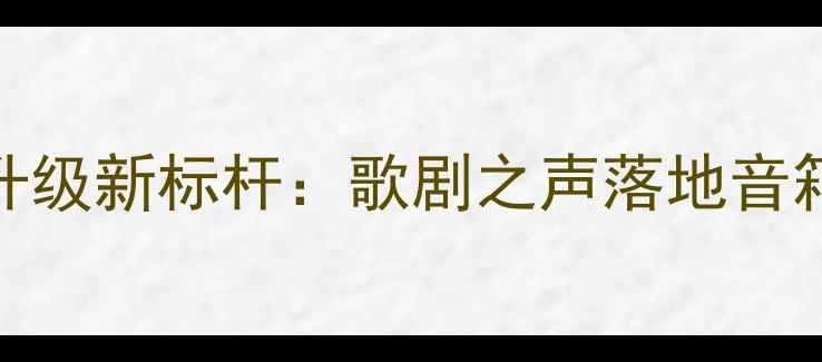 图片 家庭影院升级新标杆：歌剧之声落地音箱产品概述