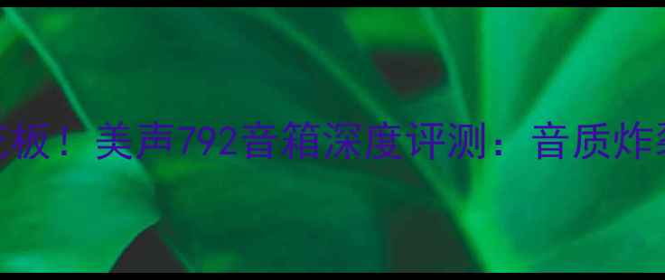 图片 家庭影院天花板！美声792音箱深度评测：音质炸裂的HiFi神器