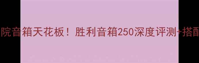 图片 家庭影院音箱天花板！胜利音箱250深度评测+搭配指南1