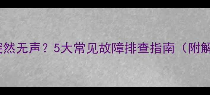 图片 家庭音响突然无声？5大常见故障排查指南（附解决步骤）1